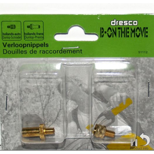 DRESCO FIETSPOMP VERLOOPNIPPELS AUTO EN FRANS VENTIEL OP KAART