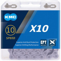 KMC X10 EPT ANTI ROEST KETTING 1/2X1/128 INCH 114S 10-SPEED GRIJS IN DOOSJE