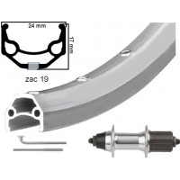 KGS ACHTERWIEL 28 INCH (622) ZAC19 ZW/ZILVER 8/9 SPEED UITVAL