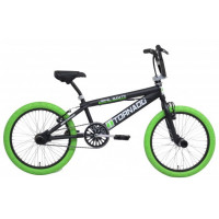 BIKEFUN TORNADO ROYAL BUGATTI BMX FREESTYLE 20 INCH MAT ZWART GROENE BANDEN 2000018