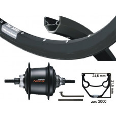 SHIMANO / RYDE ACHTERWIEL 28 INCH 622 ZWART / ZWARTE SPAAK NEXUS 7 DISK