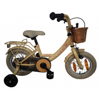 BIKEFUN 12GG10 12 INCH GIRLY GOUD REMNAAF MET MANDJE EN ZIJWIELEN