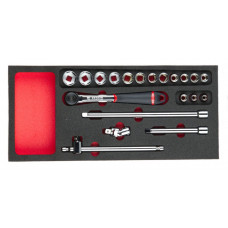 FACOM PRO FOAM INCLUSIEF DOPPENSET 3/8 ZESKANT MET RATEL