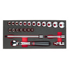 FACOM PRO FOAM INCLUSIEF DOPPENSET 1/2 ZESKANT MET RATEL