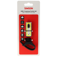 SIMSON S022031 USB-C OPLAADBAAR LED KOPLAMP POCKET WIT OP KAART