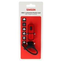 SIMSON S022032 USB-C OPLAADBAAR LED ACHTERLICHT POCKET ROOD OP KAART