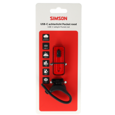 SIMSON S022032 USB-C OPLAADBAAR LED ACHTERLICHT POCKET ROOD OP KAART