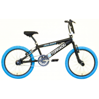 BIKEFUN TORNADO ROYAL BUGATTI BMX FREESTYLE 20 INCH MAT ZWART BLAUWE BANDEN 2000024