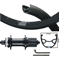 KGS ACHTERWIEL 28 / 29 INCH 622 ZWARTE VELG / SPAAK CASSETTE CENTERLOCK 8/9 SPEED