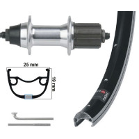 KGS ACHTERWIEL 28 INCH (622) VELG ZWART/ZILVER 8-9 SPEED VASTE AS.