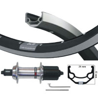 KGS ACHTERWIEL 28 INCH (622) VELG ZWART/ZILVER 8/9 SPEED UITVAL