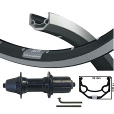 KGS ACHTERWIEL 622 VELG ZWART/ZILVER 8/9 SPEED UITVAL ZWART/ZWART