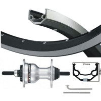 KGS VOORWIEL 28 INCH (622) VELG ZWART/ZILVER ROLLERBRAKE VASTE AS