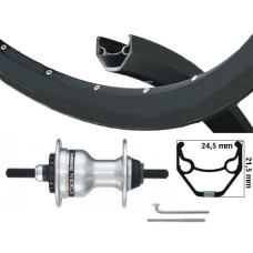 KGS VOORWIEL 28 INCH (622) VELG ZWART/ZWART ROLLERBRAKE VASTE AS
