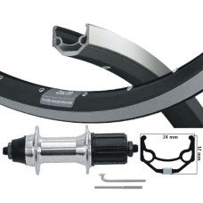 KGS ACHTERWIEL 28 INCH (622) VELG ZWART/ZILVER 8/9 SPEED UITVAL