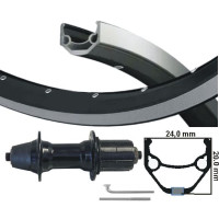 KGS ACHTERWIEL 28 INCH (622) VELG ZWART/ZILVER CASS. 8/9 SPEED UITVAL