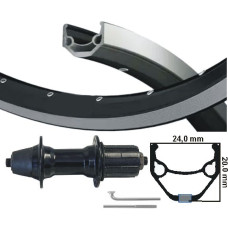 KGS ACHTERWIEL 28 INCH (622) VELG ZWART/ZILVER CASS. 8/9 SPEED UITVAL