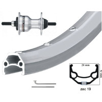 KGS VOORWIEL 28 INCH (622) ZAC 19 VELG ZILVER ROLLERBRAKE VASTE AS
