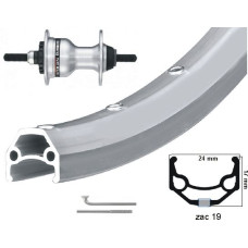 KGS VOORWIEL 28 INCH (622) ZAC 19 VELG ZILVER ROLLERBRAKE VASTE AS