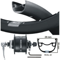 KGS VOORWIEL 28 INCH (622) VELG ZWART NAAFDYNAMO CENTERLOCK QR ZWART