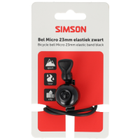 SIMSON S021230 FIETSBEL MICRO 23MM RUBBER ELASTIEK ZWART OP KAART