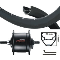 VOORWIEL 28 INCH 622 ETRTO 622 ZWART  NAAFDYNAMO 3 WATT EN ROLLERBRAKE
