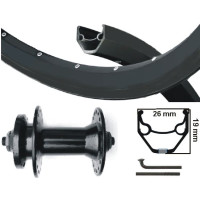 KGS VOORWIEL 28 INCH (622) VELG ZWART NAAF DISC 6-BOUT ZWART