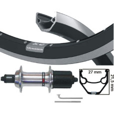KGS ACHTERWIEL 28INCH (622) VELG ZWART/ZILVER CASS 8/9 SPEED UITVAL