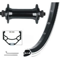 KGS VOORWIEL 28 INCH (622) VELG ENKEL GEBUST ZWART/ZILVER UITVALNAAF