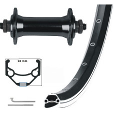 KGS VOORWIEL 28 INCH (622) VELG ENKEL GEBUST ZWART/ZILVER UITVALNAAF