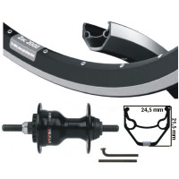 KGS VOORWIEL 28 INCH (622) VELG ZWART SPAKEN ZWART ROLLERBRAKE VASTE AS