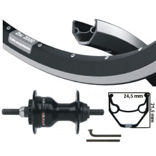 KGS VOORWIEL 28 INCH (622) VELG ZWART SPAKEN ZWART ROLLERBRAKE VASTE AS