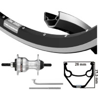 KGS VOORWIEL 28 INCH (622) VELG ZWART/ZILVER ROLLERBRAKE VASTE AS