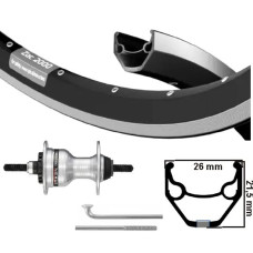 KGS VOORWIEL 28 INCH (622) VELG ZWART/ZILVER ROLLERBRAKE VASTE AS