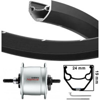 KGS VOORWIEL 28 INCH (622) VELG ZWART NAAFD EN R.BRAKE RVS VASTE AS