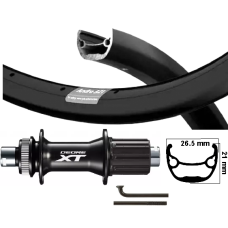 KGS / SHIMANO XT ACHTERWIEL 28 / 29 INCH ( 622 ) ZWART 8-11 SPEED CENTERLOCK THRU AXXLE