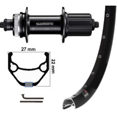 KGS ACHTERWIEL 28 INCH (622) VELG + SPAAK ZWART CASS CENTERL 8-10 SP