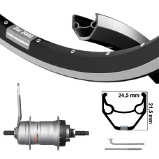 KGS ACHTERWIEL 28 INCH (622) VELG ZWART/ZILVER NEXUS 3 REMNAAF