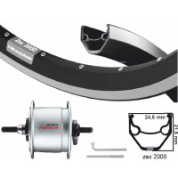KGS VOORWIEL 28 INCH (622) VELG ZWART/ZILVER NAAFD EN R.BRAKE VASTE AS