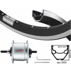 KGS VOORWIEL 28 INCH (622) VELG ZWART/ZILVER NAAFD EN R.BRAKE VASTE AS