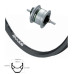 KGS VOORWIEL 28 INCH (622) VELG ZWART/ZILVER NAAFD EN R.BRAKE VASTE AS