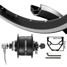 VOORWIEL 28 INCH 622 SHIMANO NAAFDYNAMO V-BRAKE / DISK CENTERLOCK QR UITVAL