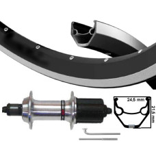 KGS ACHTERWIEL 28 INCH (622) VELG ZWART/ZILVER 8/9 SPEED UITVAL