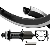 KGS ACHTERWIEL 28 INCH ( 622 ) ZWART-RR CASSETTE V-BRAKE / CENTERLOCK  8-10 SPD QR