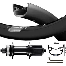 KGS ACHTERWIEL 28 / 29 INCH 622 ZWARTE VELG / SPAAK CASSETTE CENTERLOCK  8/9 SPEED
