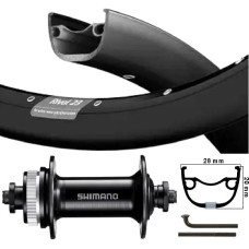 KGS VOORWIEL 28 INCH (622) VELG EN SPAKEN ZWART CENTERLOCK